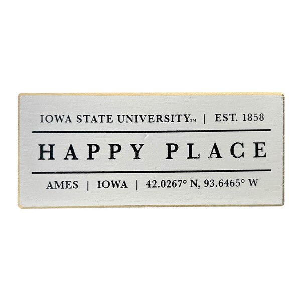 Happy Place White Wood Block Magnet